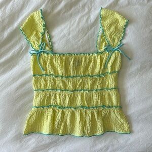 Revolve Mathilda Top in Lemon Yellow, worn once, basically brand new